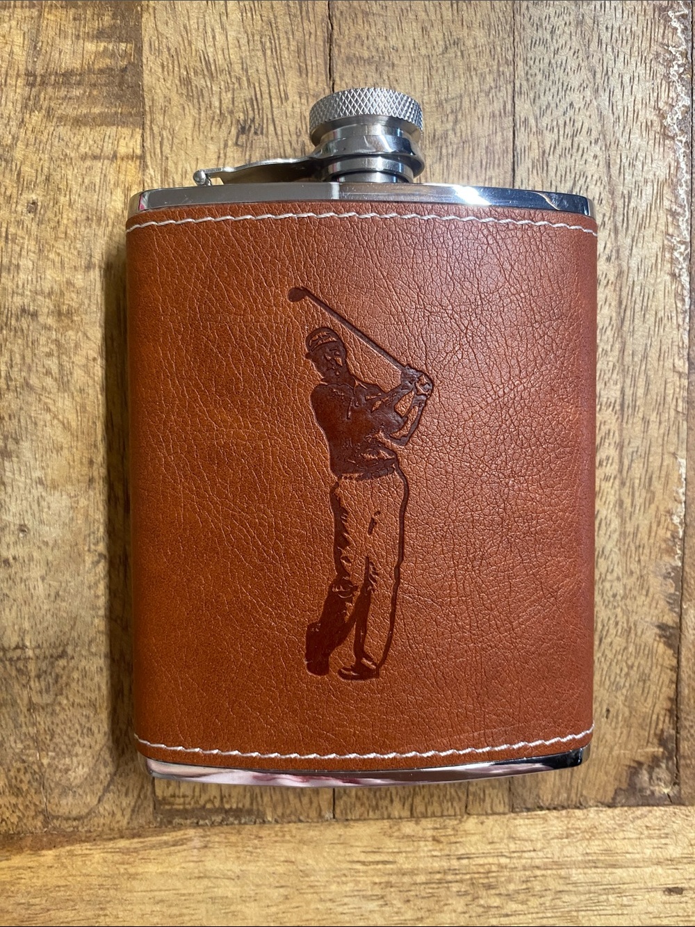 Brouk & Co Golf Flask, stainless steel and vegan leather